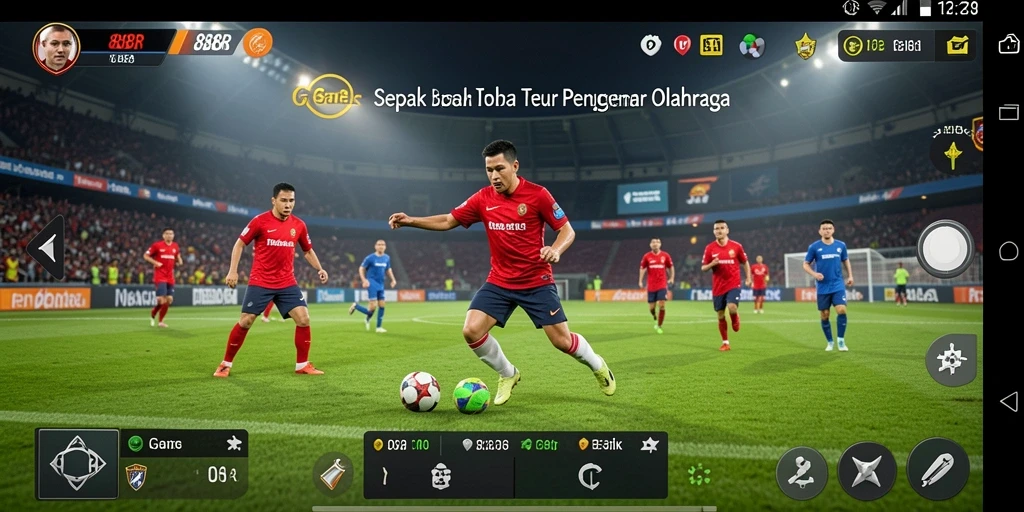 Screenshot menunjukkan gameplay mendebarkan dalam 888R dengan tim sepak bola.