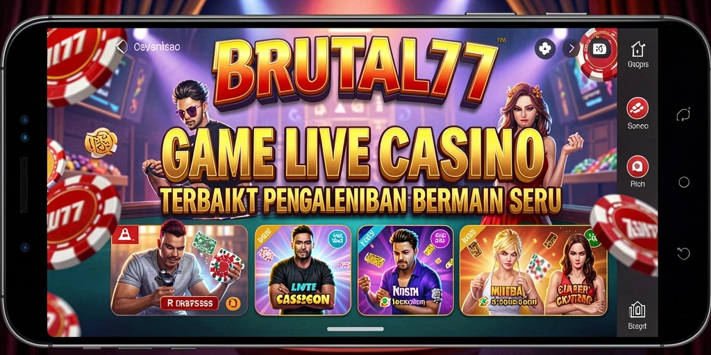 Tampilan utama dari gameplay Live Casino di BRUTAL77 yang memukau.