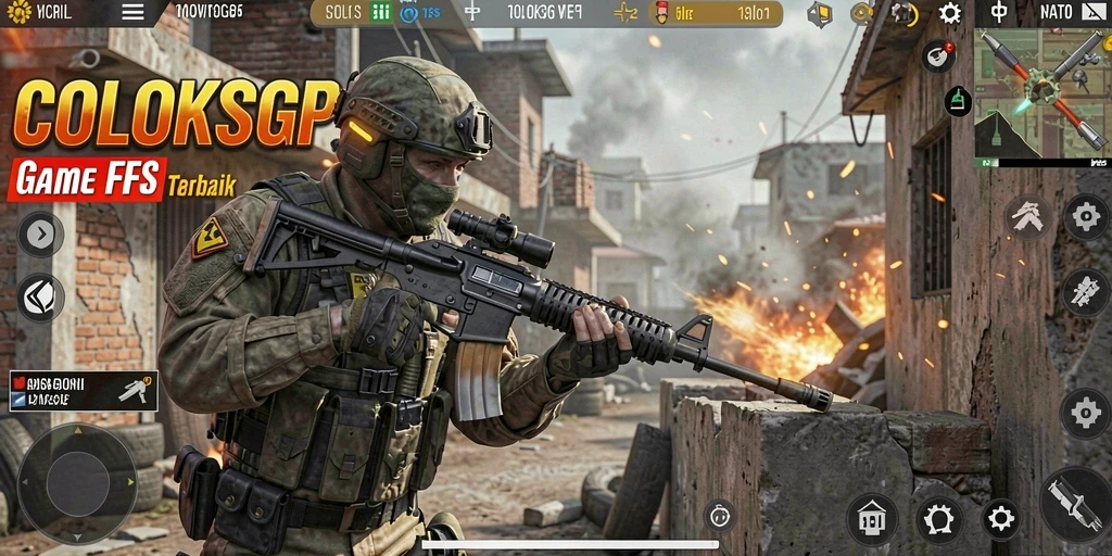 Tampilan gameplay intens COLOKSGP dengan aksi seru di battlefield.