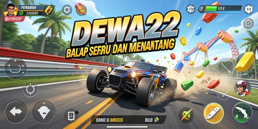 Tampilan gameplay DEWA22 yang mendebarkan dan penuh aksi balap.