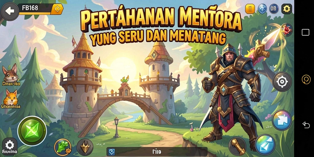 Tampilan seru gameplay Tower Defense FB168 dengan berbagai menara.
