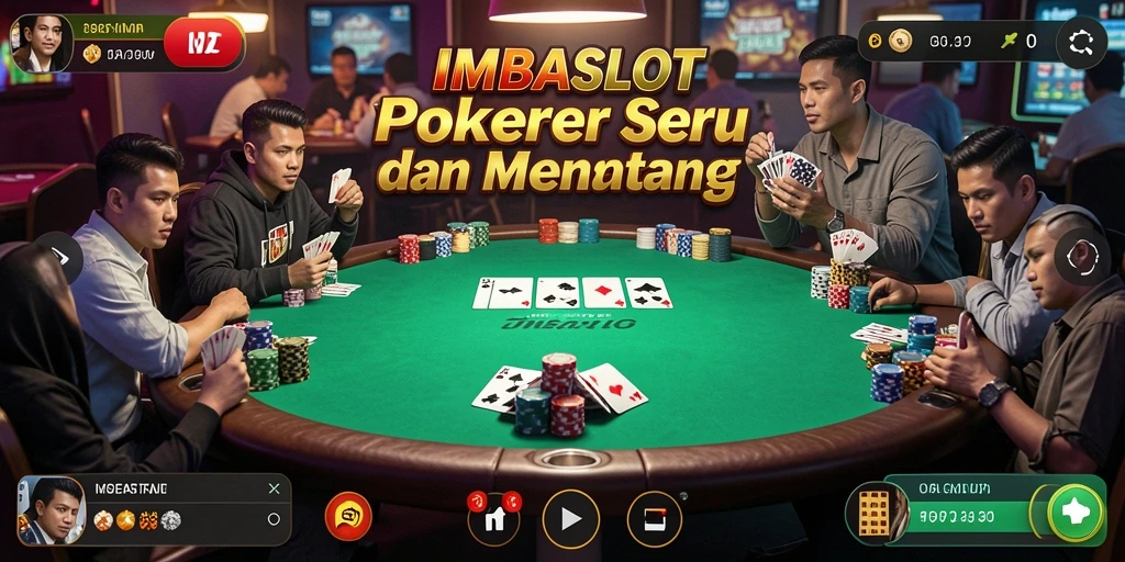 Tampilan gameplay poker yang seru dan mendebarkan di IMBASLOT.