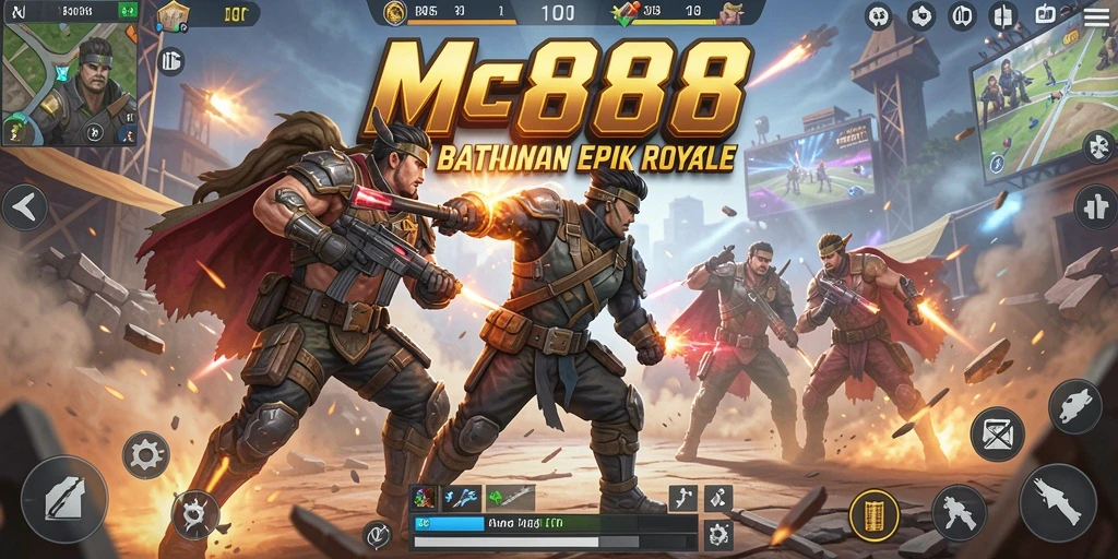 Screenshot MC888 menampilkan aksi seru dalam pertandingan Battle Royale.
