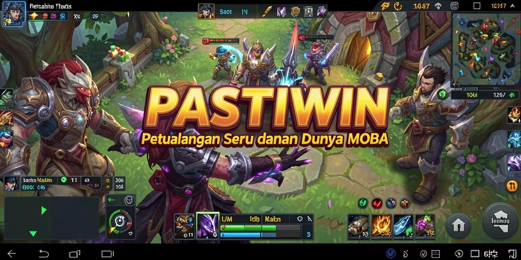 Gambar utama gameplay PASTIWIN menampilkan pertarungan epik di arena.